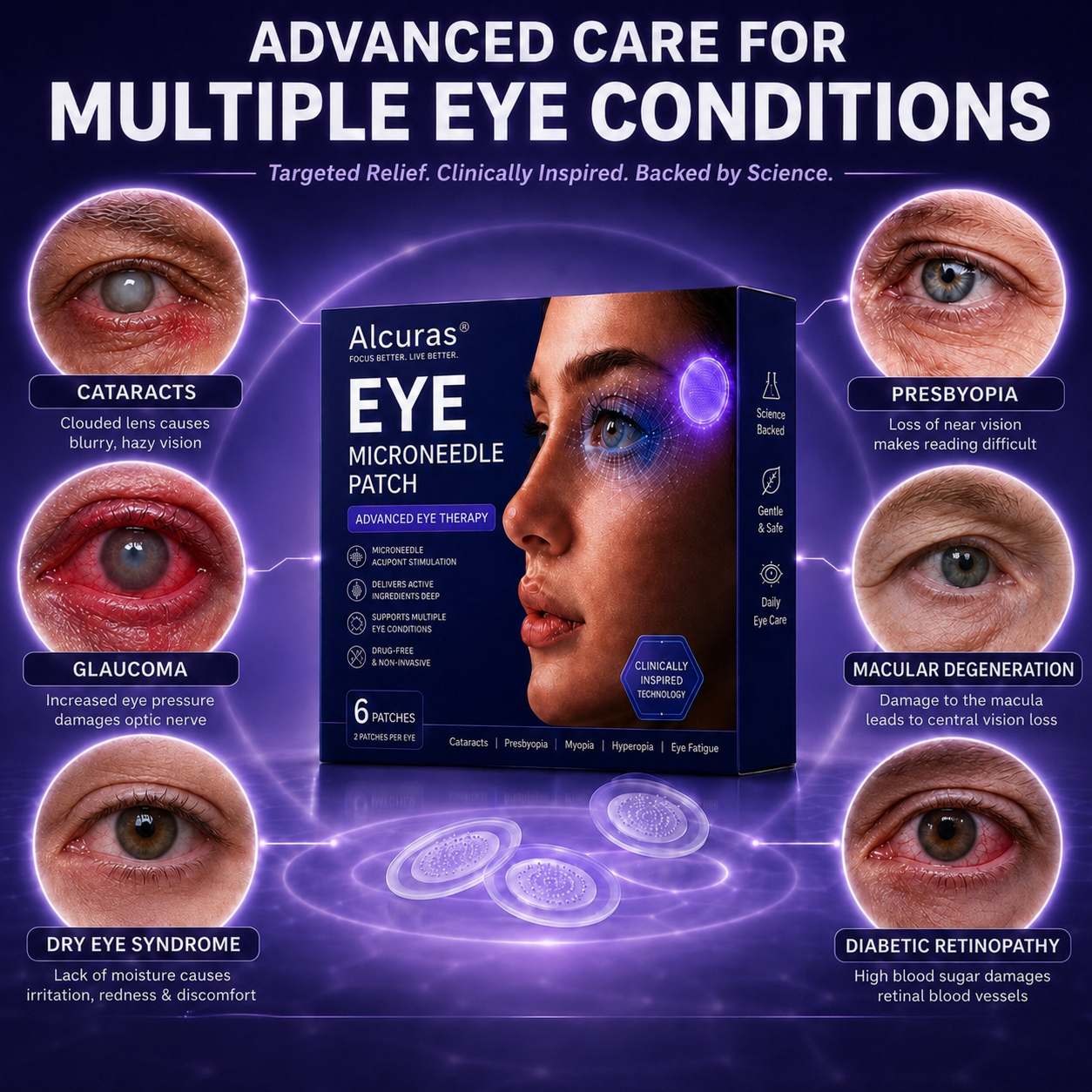Alcuras® Transdermal Vision-Repair Eye Microneedle Patch✅FDA Approved(Suitable for presbyopia, dry eye syndrome, glaucoma, and cataracts)