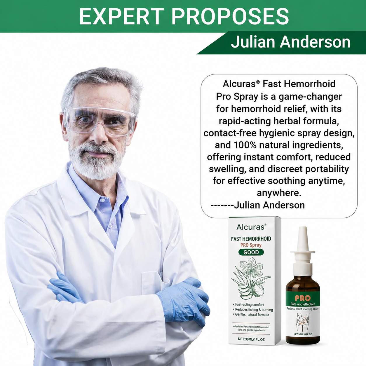 🏅𝙏𝙂𝘼 𝘼𝙥𝙥𝙧𝙤𝙫𝙚𝙙 | Alcuras® Fast Hemorrhoid PRO Spray